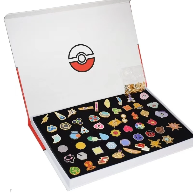 Pokemon Gym Badge Kanto Johto Hoenn Sinnoh Unova Kalos League Region Pins Spille Orange Islands Box Collection Pocket Monster