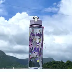 Premium Aesthetic Transparent Water Bottle, Leak - proof, Durable & Reusable, Compact Lightweight Design - 750ML (Purple)