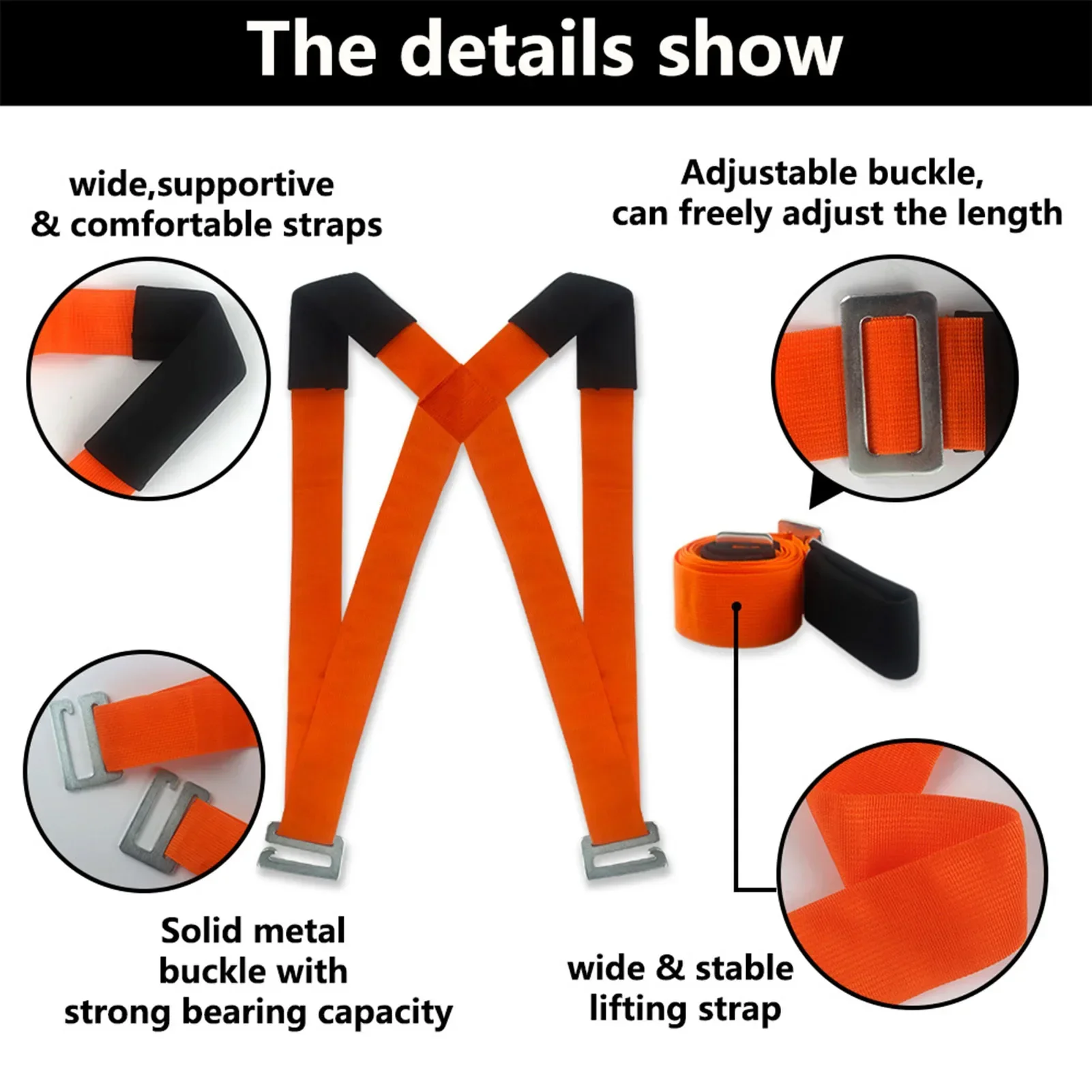 2-Person Lifting and Moving Appliance for Harness Moving Mattress Couch Furniture Heavy Things Body Strap Wrist Strap