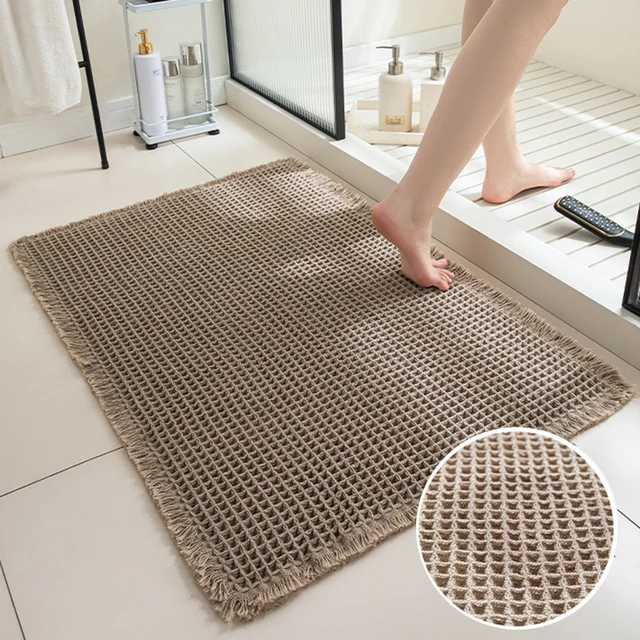 Tappeto assorbente da bagno Waffle Tappetino da bagno antiscivolo Zerbino morbido WC assorbente accanto alla vasca da bagno Lavabo Tappeto lavabile in lavatrice 1