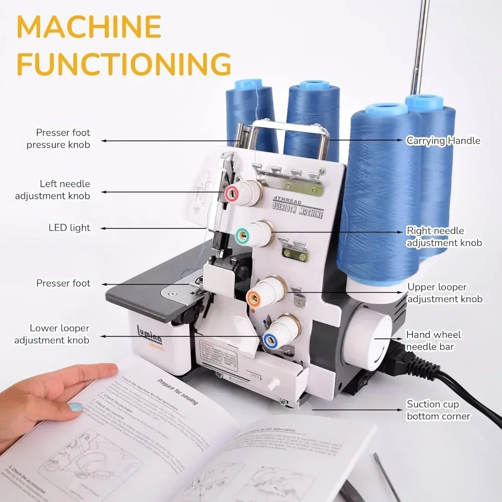 Semi-Industrial Sergers & Overlock Machines with Durable Metal Frame, 3-4 Serger Thread Capability-Overlocker Sewing Machine