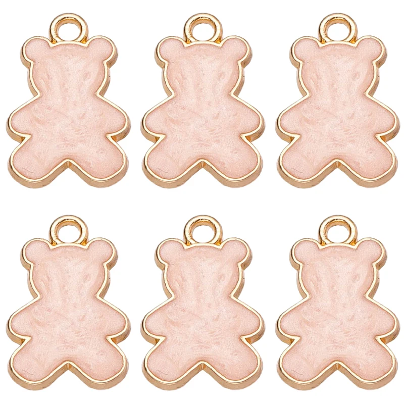 20Pcs Nette Emaille Lila Rosa Bär Anhänger Charms Für Making frauen Drop Ohrringe Halsketten Keychain DIY Schmuck Erkenntnisse – Detail 7