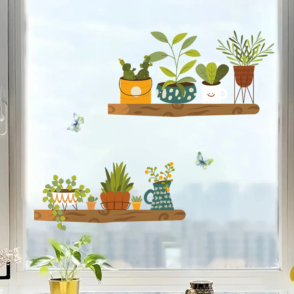 Wall Stickers Self Adhesive Stickers Vinyl Stickers Garden Potted Plant Bonsai Flower Wall Stickers For Home Decor