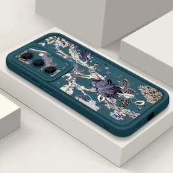 Vintage Floral Silicone Phone Case - Stylish Retro Design - Galaxy A37 (B086 Blue)