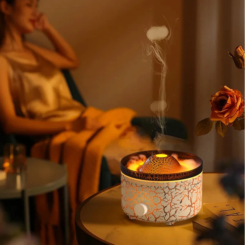Umidificatore Per Aromaterapia Vulcanica, Diffusore di Oli Essenziali Ad Ultrasuoni, Umidificatore Per La Casa con Aromi D'aria con Umidificatore Vulcanico Per Aromaterapia da Ufficio(EU Standard