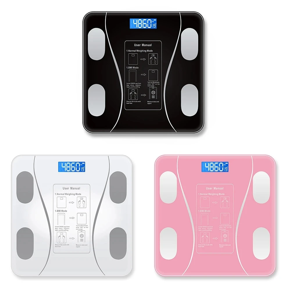 Bilancia pesapersone digitale wireless Fat Smart per il bagno, analizzatore di composizione corporea con app per smartphone, Bluetooth e ricarica USB._voghion.com
