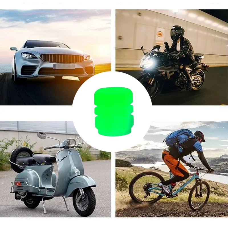 Valve Cap 1/2/4PCS Universal Luminous Valve Cap Dust-proof Tires Wheel Hub Valve Glowing Tyre Stem Covers Applicable Car Motorcycle Bike