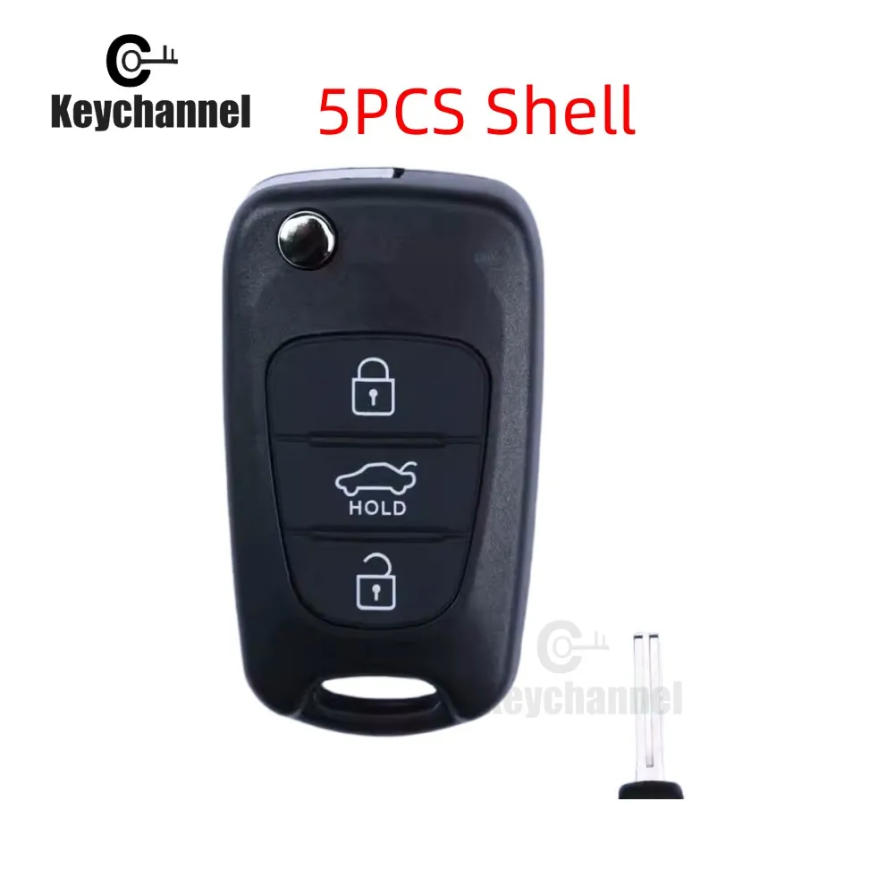keychannel 5pcs 3 Button Car Key Shell Flip Remote Case for Kia K5 Hyundai I30 Replacement Remote Shell With TOY40 Key Blade