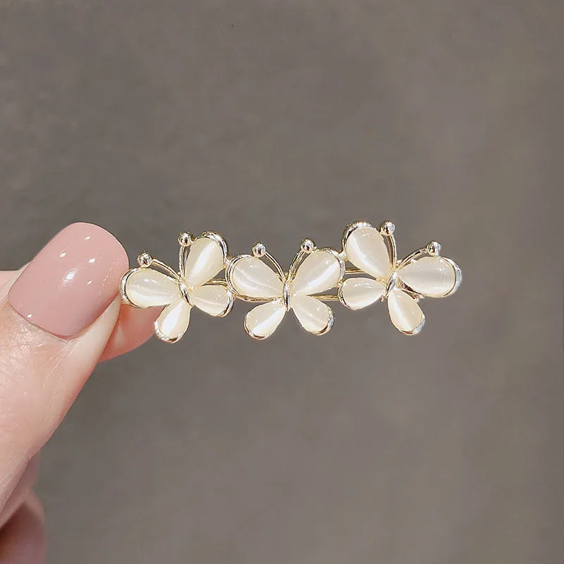 Pearl Hairpins Frog Buckle Hair Clips Crystal Opal Butterfly Flower Ponytail Barrettes Hairgrips Headwear For Women
