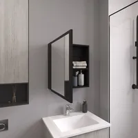 Duma 21.1" H x 19.7" W Mirror Medicine Cabinet, One door with Four interior Shelves for Bathroom, Kitchen Black 2