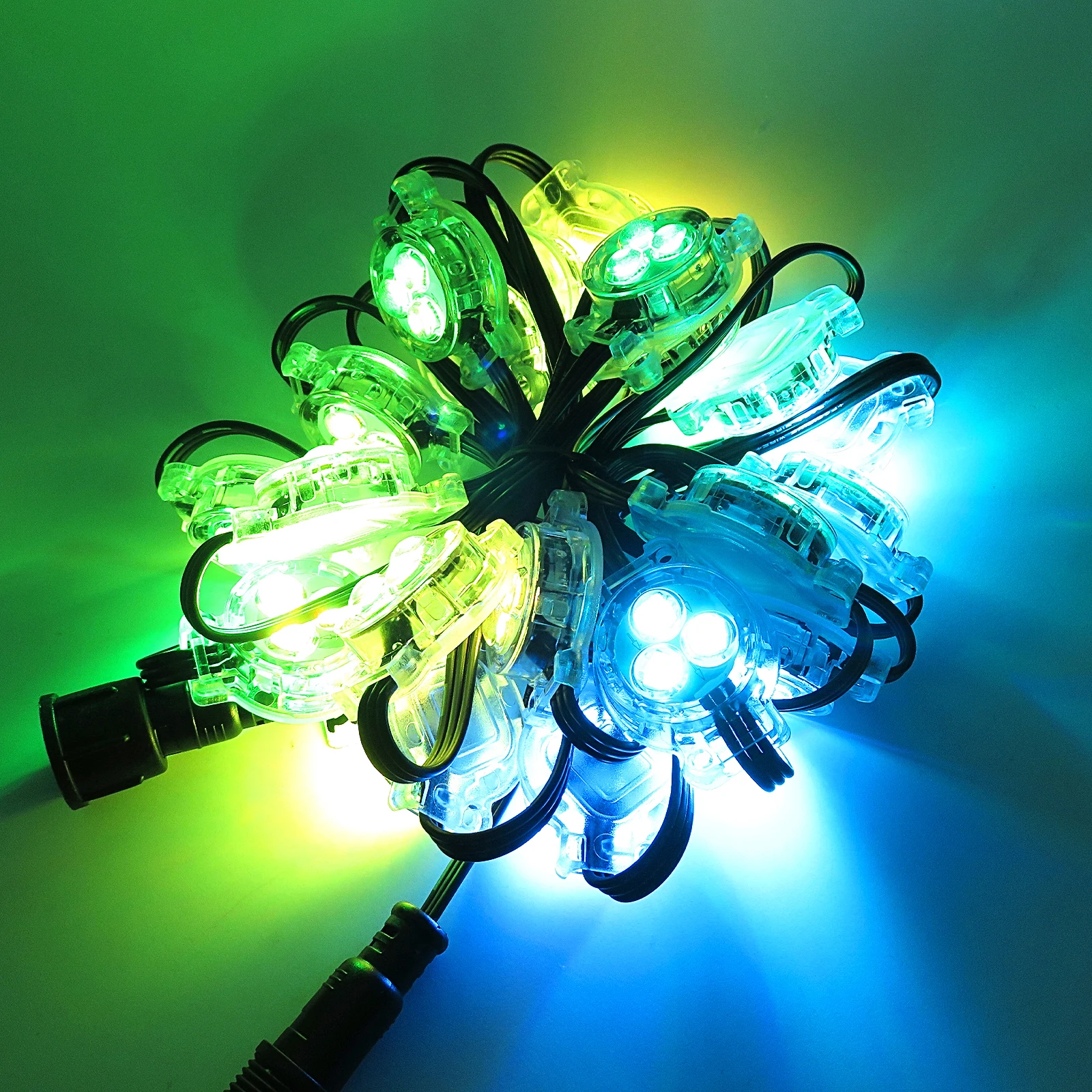 E-top DC12V 200ft Gemstone Christmas Light Outdoor Waterproof Led Point Lights 20CM Distance RGBW Led Lights for Amusement Rides 6