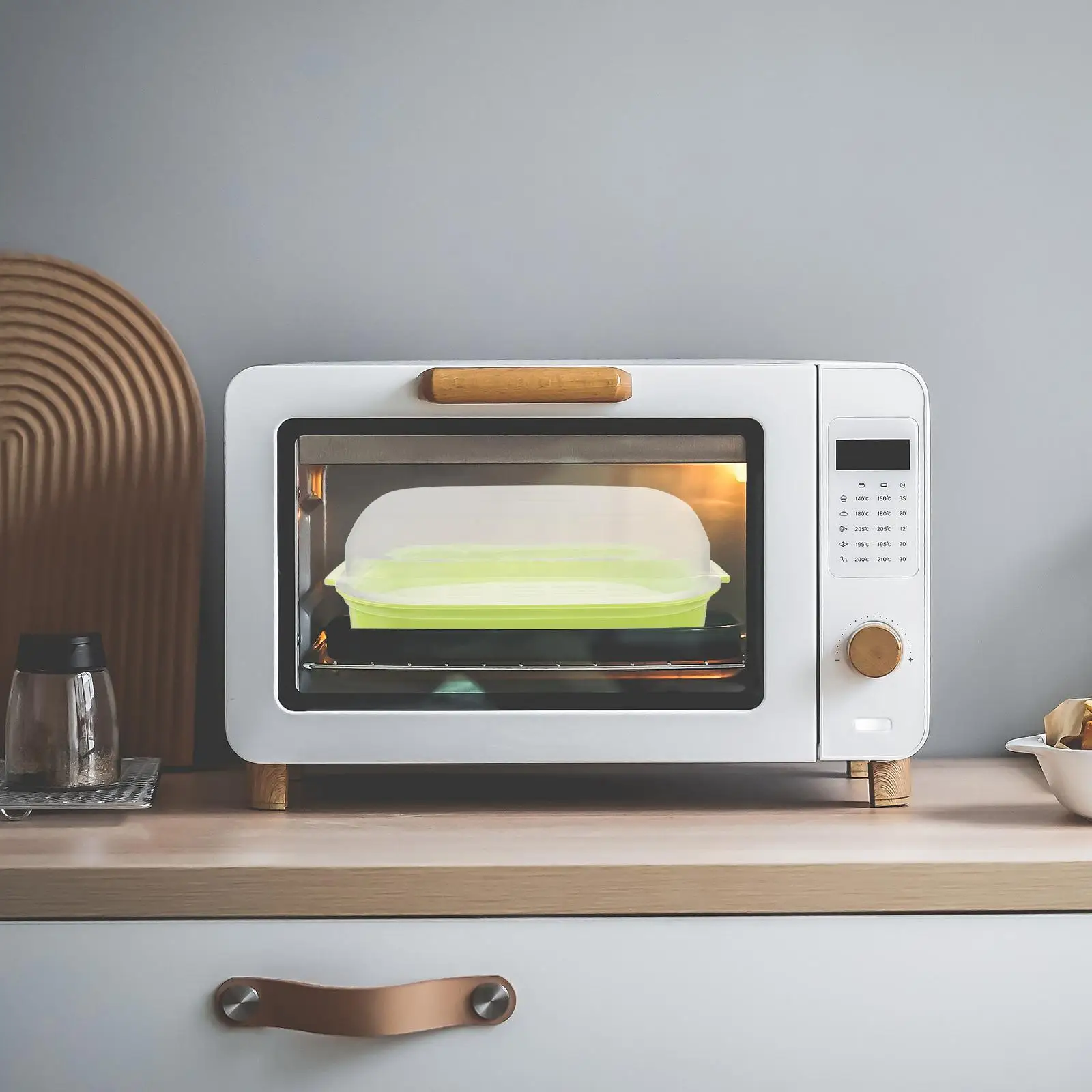 Steamed Fish Microwave Oven for Buns Kitchen Cooking Heating Baby Food Containers with Lids Steaming Vent