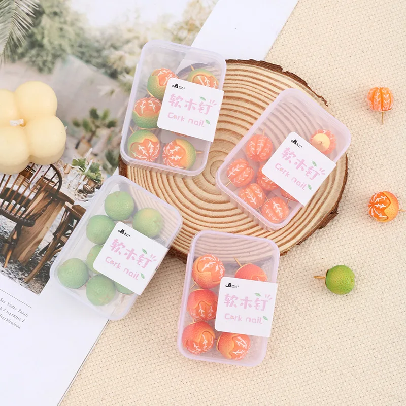 6/8pcs Orange Cork Nails Picture Thumbtack Cork Board Push Pins Notices Push Nails Kindergarten Hooks Large Head Wall Pin
