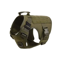 Tactical Large Dog Training Vest and Harness for Hunting and Outdoor Activities (Army green)
