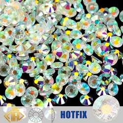 Multi - Color Crystal AB Hot Fix Rhinestones for Nail Art and Fabric Garments (Transparent AB)