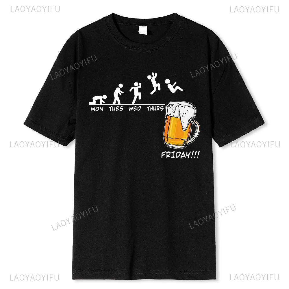 

Friday Beer Print Men's Brand T-shirts Funny Graphic Hip Hop Summer Cotton Tshirts Streetwear Humor Style T-Shirt Short Sleeve