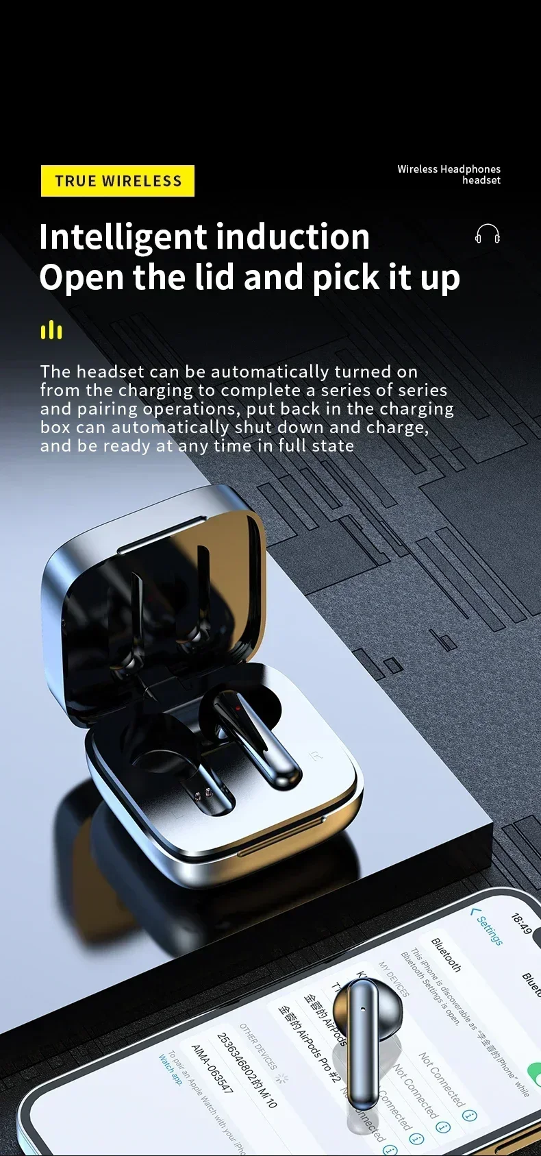 Wireless Bluetooth Earphones 5.3 Stereo Headset With Microphone_voghion.com