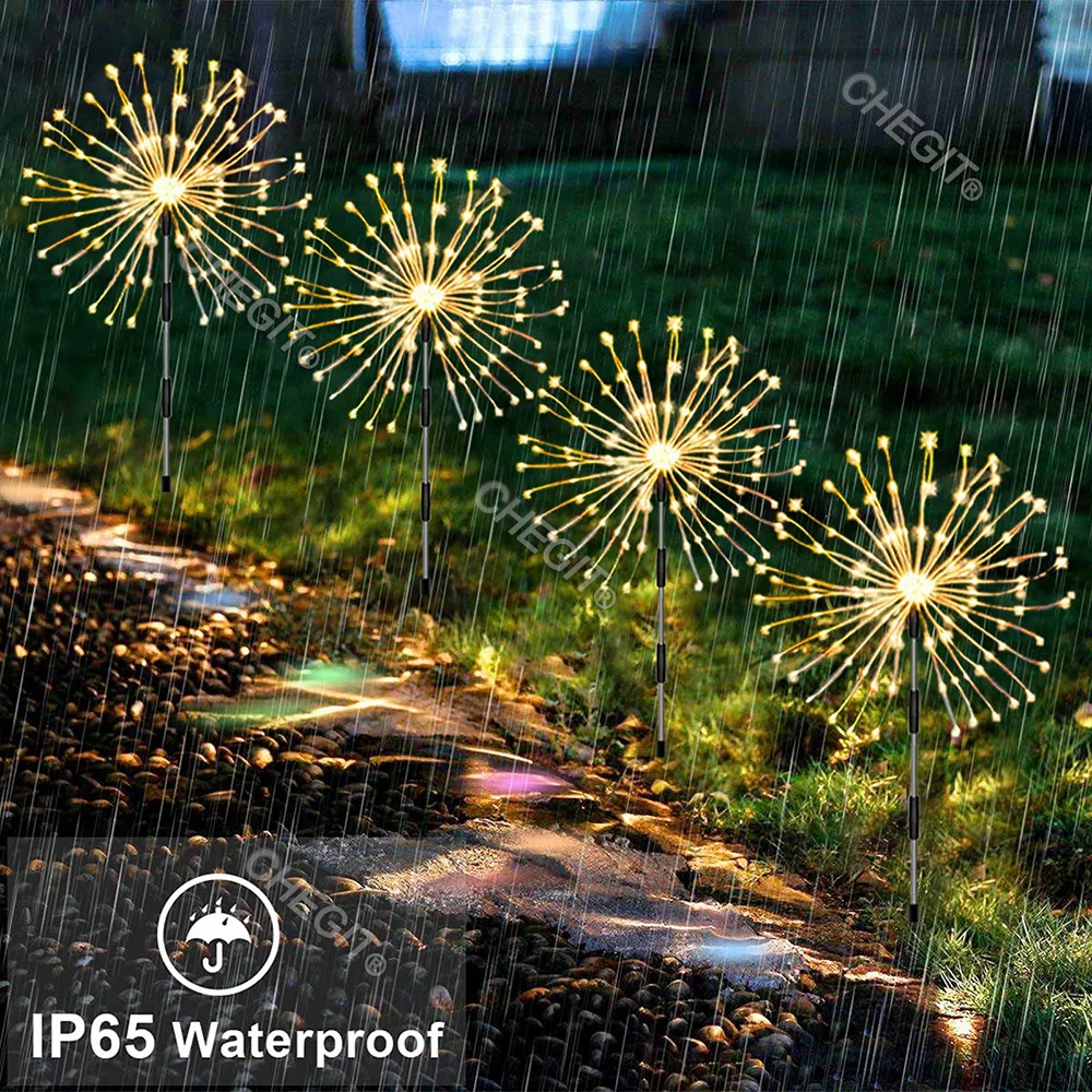 NEW 4in1 Pack Solar Firework Light Outdoor,IP65 Waterproof Solar Garden Flower Lights With 8 Lighting Modes For Outdoor Lighting