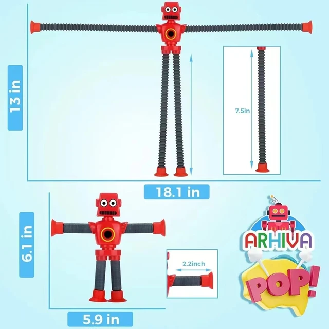 Telescopic Suction Cup Funny Robot Toy,Decompression Toy Robot Party Favors,Christmas Birthday Carnival Prize for Boys and Girls 2