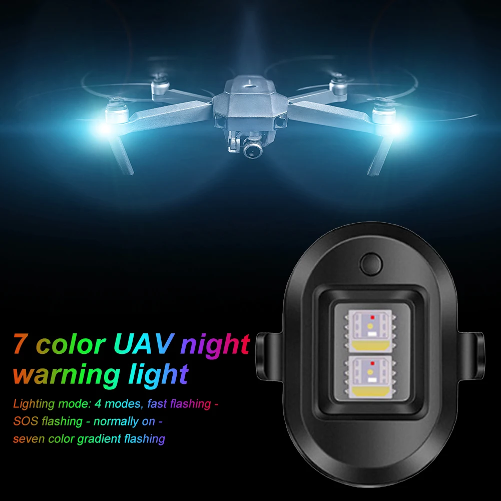 LED Drone Strobe Light 7 Colors Rechargeable Anti-Collision for Motorcycle Car Bike