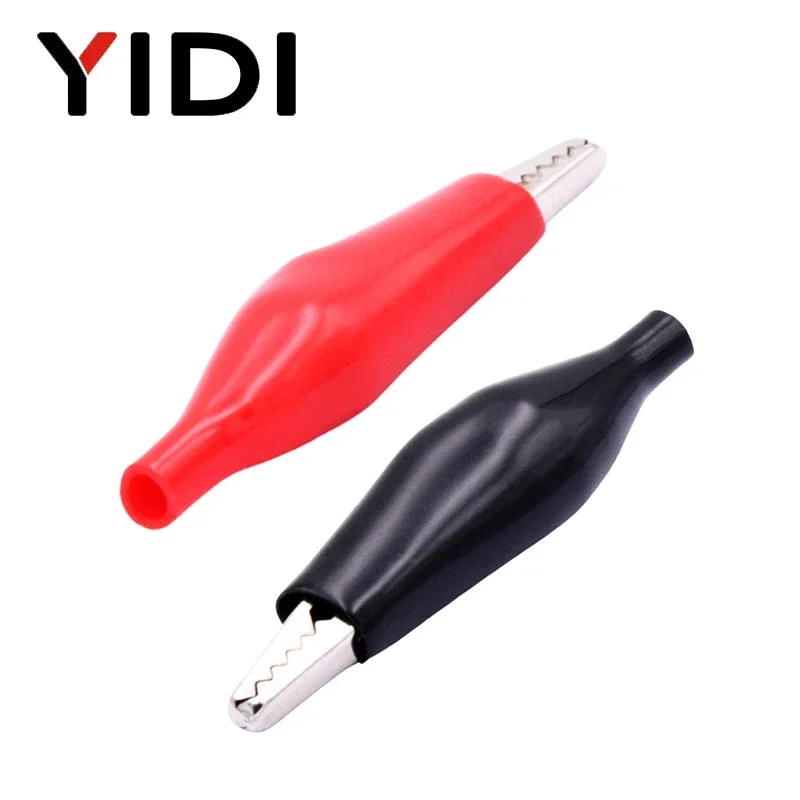 Alligator Clips 10pcs 28mm/35mm/45mm Metal Test Alligator Clips G98 Crocodile Electrical Clamp Black Red Plastic Boot Car Battery Test Meter