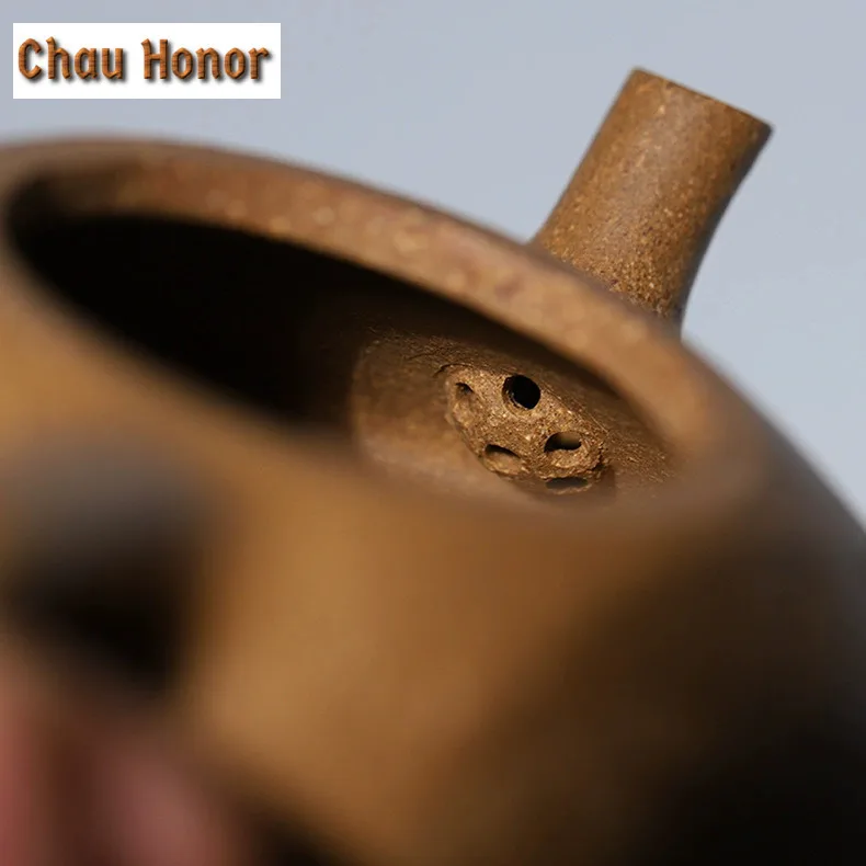 140ml Yixing Purple Clay Teapots Handmade Stone Spoon Pot Raw Ore Five Colours Section Mud Kettle With Strainer Zisha Tea Set