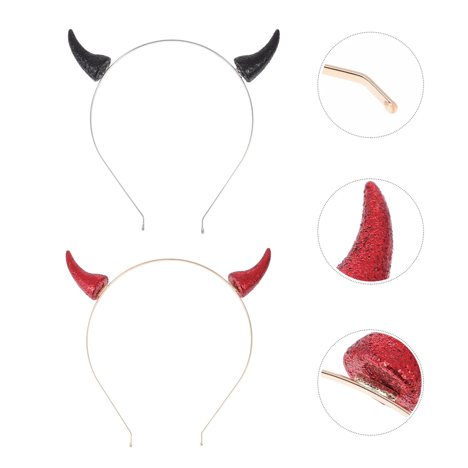 

2 Pcs Halloween Headband Horn Headdress Head Band Decorative Ties Festival Wear Black Prop Chic Hairband Party Cosplay