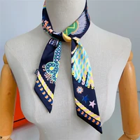 Brand Design Twill 100% Silk Scarf Luxury Fashion Scarf Women Foulard Skinny Bag Scarves New Hot Neckerchief Hair Headband - Image 5