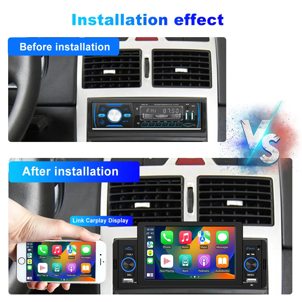 PODOFO 7 Inch Single Din Car Stereo with Mirror Link, HD Folding Touch