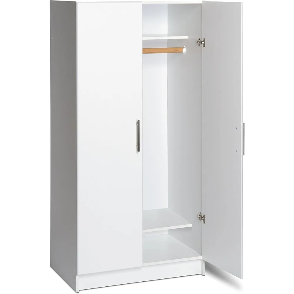 Armoir, Elite 32"W x 65"H x 24.5"D White Wardrobe Closet & Cabinet - Functional Clothes Storage with Hanging Rail, Armoire Ward