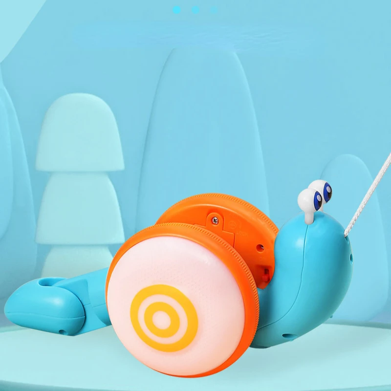 Children's Cute Rope Drag Snail Creative Toy Music Light Rope Pull Baby Toddler Toy 4