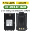 NEW 7.4V 3250mAh QB-44HL Li-ion Battery with Belt Clip for Anytone AT-D878UV Plus D878UV D868UV D858 BTECH DMR-6X2 radio 1