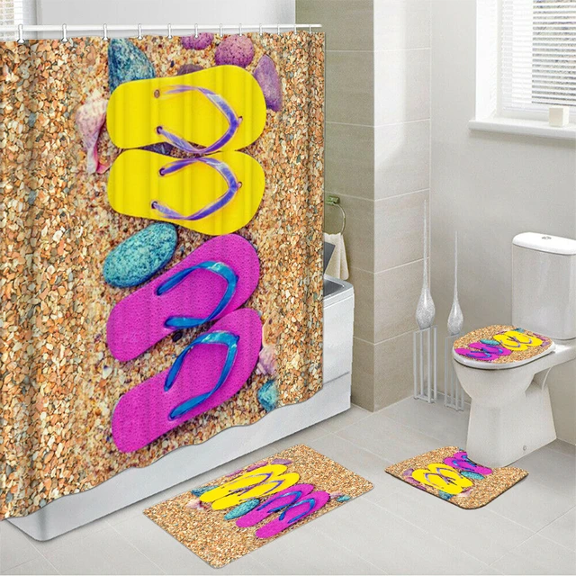 Home Decor Waterproof Shower Curtain Set with 12 Hooks Toilet Covers Seat  Bath Mats for Bathroom non-slip Rug carpet Polyester Fabric Curtain for  Windows Bathroom Accessories