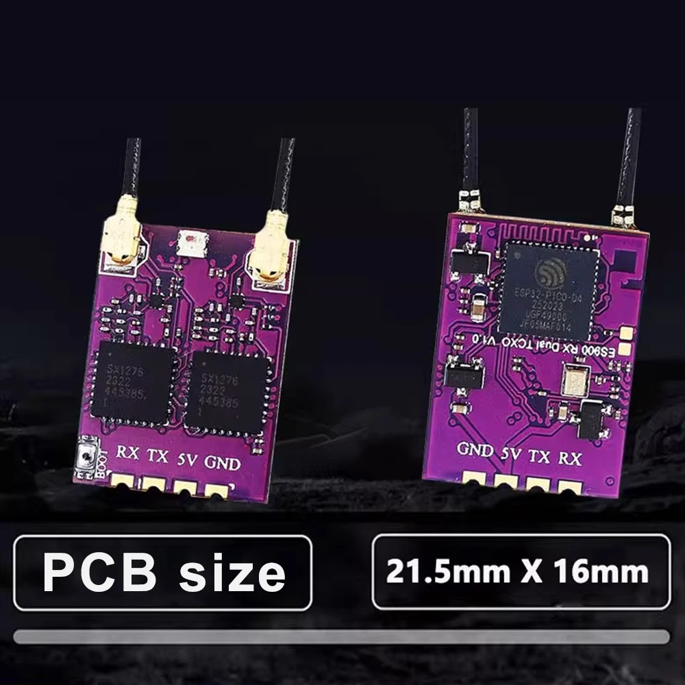 Happymodel ES900 Dual RX ELRS Разнесенный приемник 915 МГц 868 МГц Встроенный TCXO для радиоуправляемого самолета FPV Дрон дальнего действия thumbnail 5