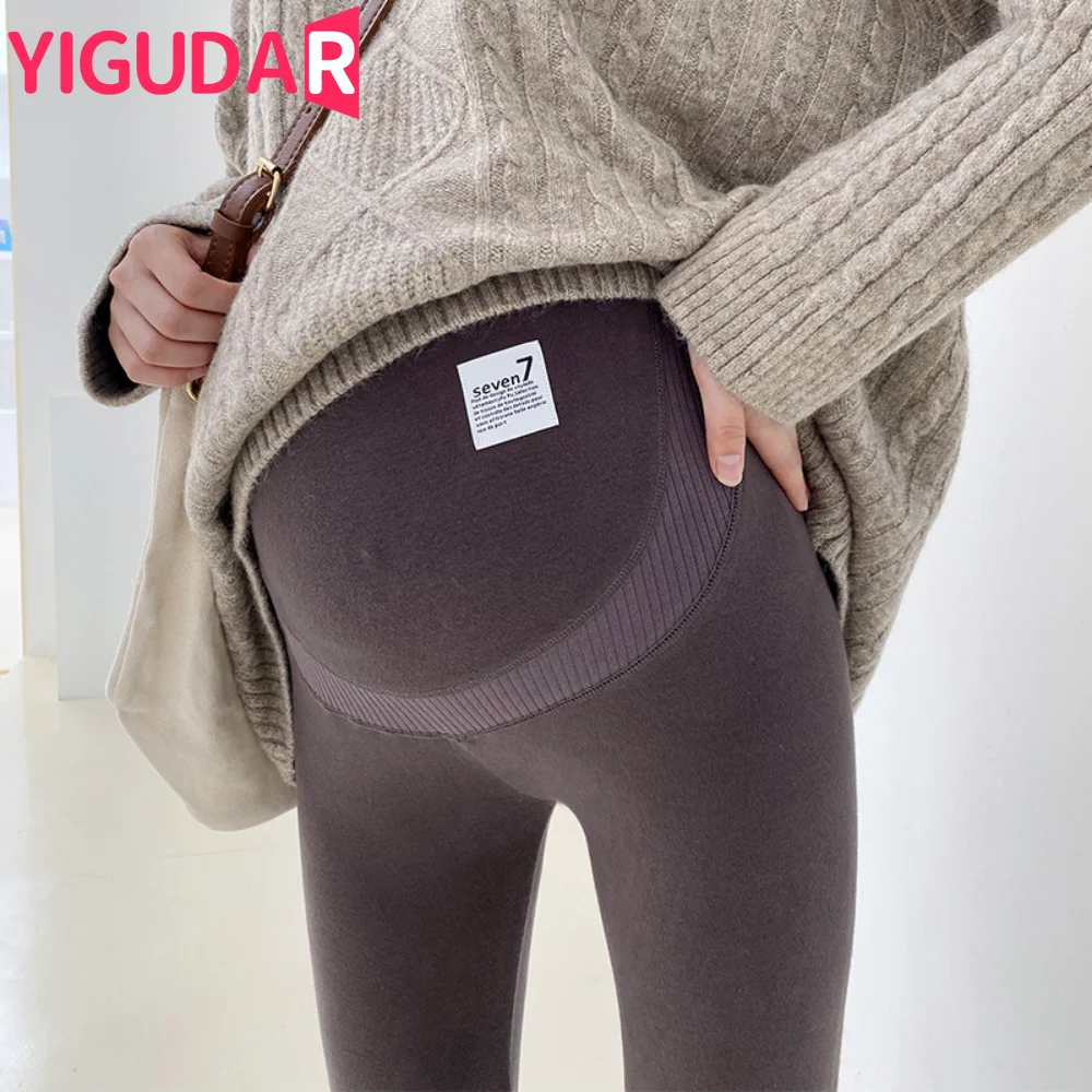 

Winter Thicken Warm Plus Velvet Maternity Legging Elastic Waist Belly Clothes for Pregnant Women Pregnancy photoshoot pants