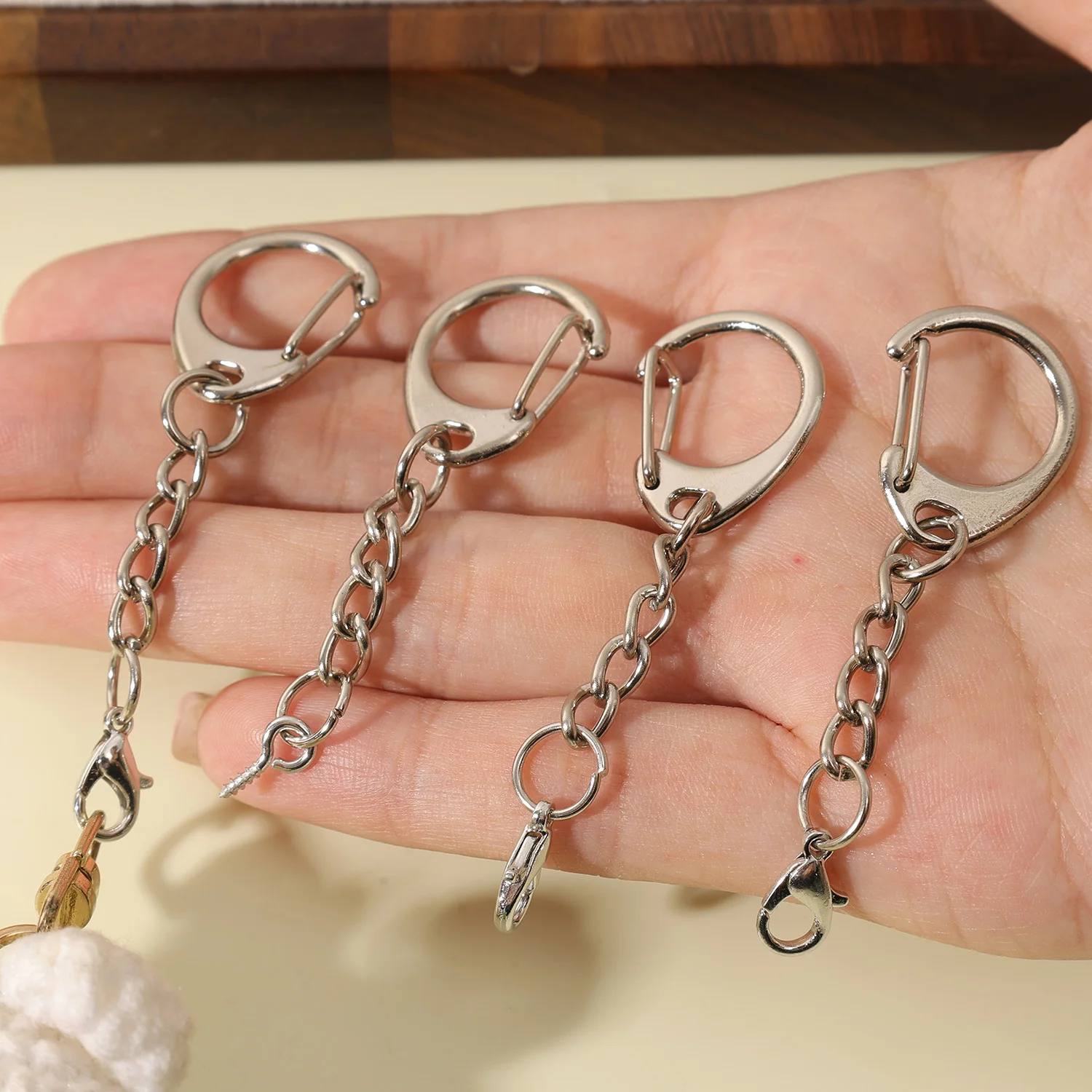 10/100 Stück Karabinerhaken Schlüsselringe C-Form Verbindungshaken DIY Schmuckherstellung Zubehör Silber Gold Schlüsselanhänger Accessoires – Detail 8