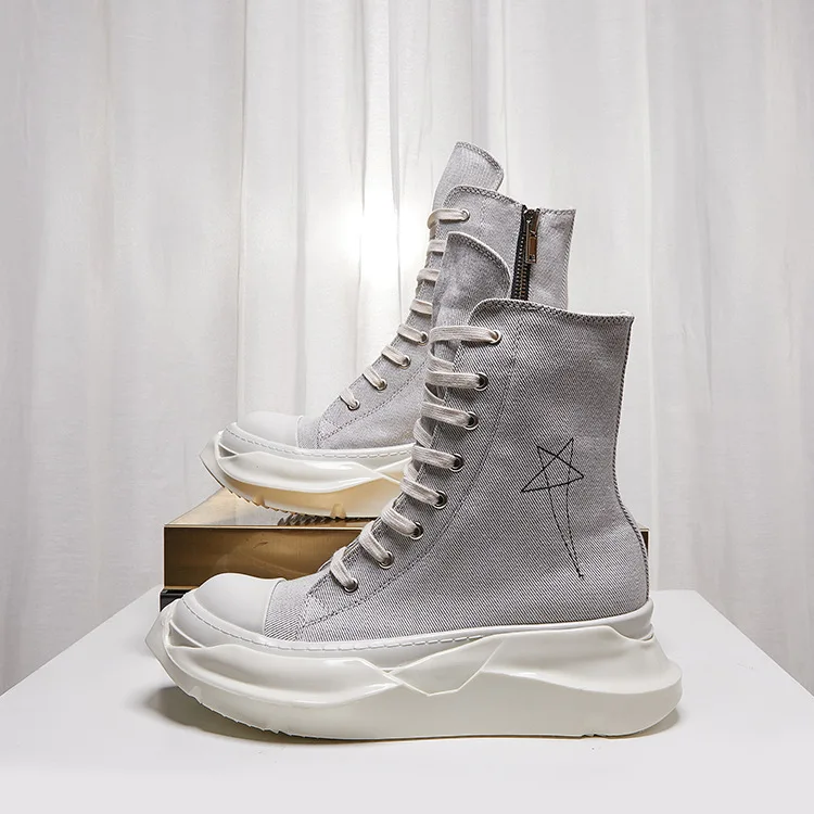 

Мужские повседневные холщовые кроссовки от бренда Хай-стрит, женская обувь, Мужская черная обувь на толстой подошве для мужчин