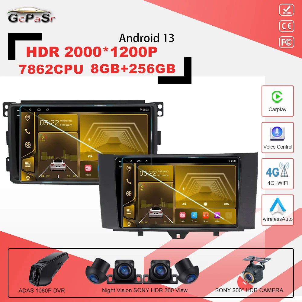 Android 13 Per Mercedes Benz Smart Fortwo 2 2010-2015 Autoradio Lettore Video Multimediale Navigazione Gps Lettore Video Stereo 7862
