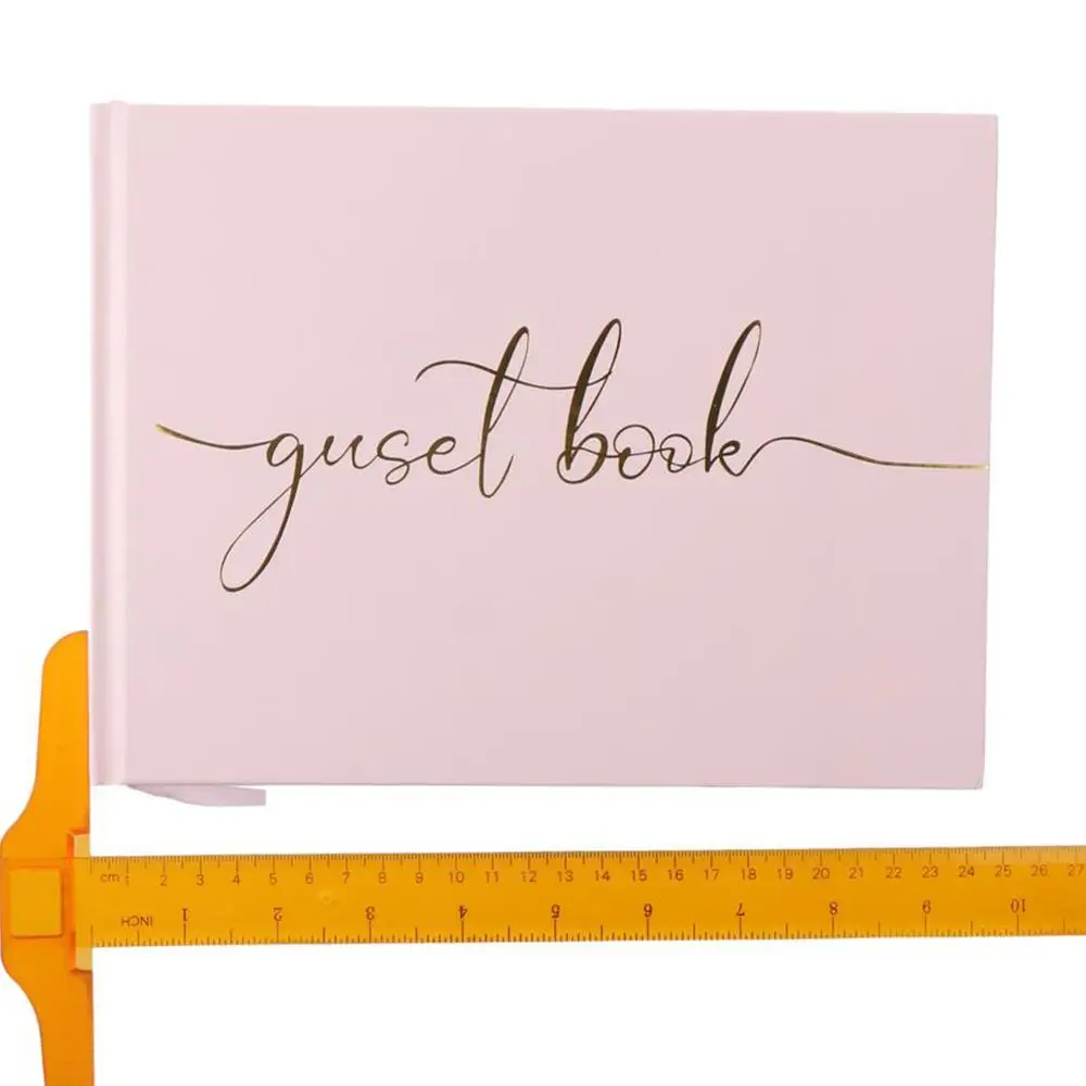 Pink/Black/White Wedding Guest Book Delicate Paper 24.3*18.4 CM Golden Wedding Sign-in Book Guest Party