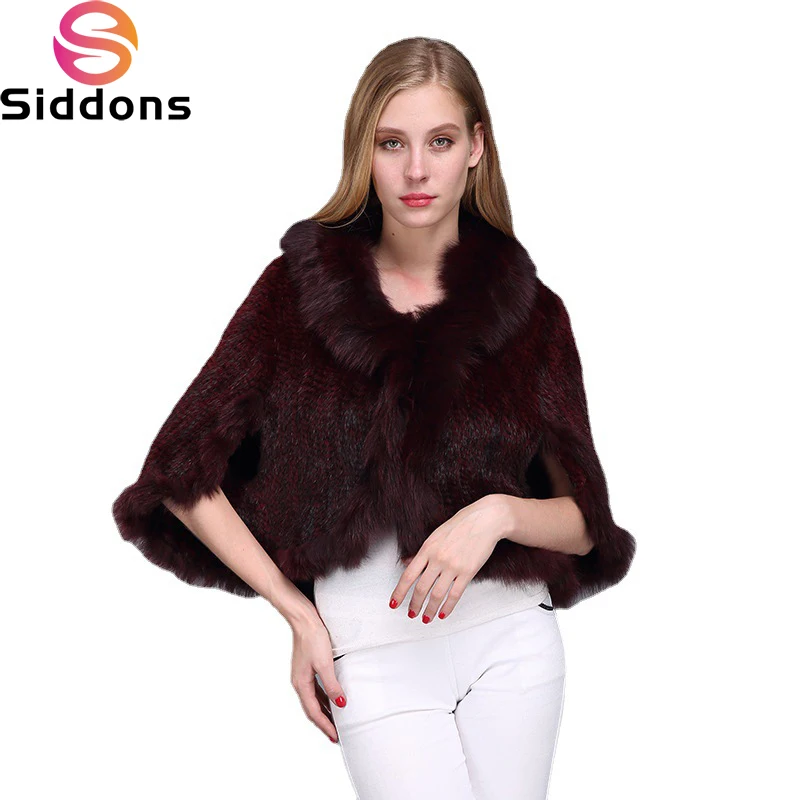 Women Natural Mink Fur Shawl Jacket Lady Knitted Mink Fur Scarf Shawl Lady Real And Fox Collar Poncho Coat