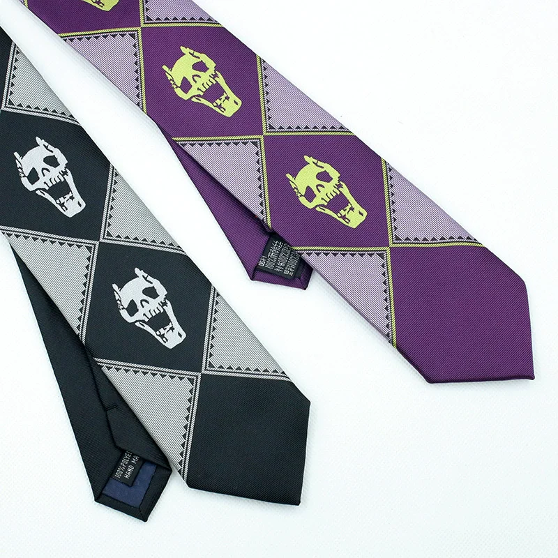 Anime JoJo Tie Kira Yoshikage Cosplay Necktie Unisex Skull Neck Heavens Door Cosplay Costume Prop