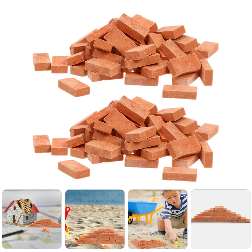 

Mini Bricks Landscaping Tiny Red Bricks 100Pcs Miniature Wall Brick Dollhouse Blocks Model Crafts Realistic Fake Brick