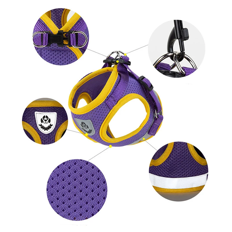 Puppy Dog Harness Leash Rope Set Breathable Summer Mesh Dogs Harness Vest Reflective Pet Cat Chest Straps Chihuahua Yorkies pet harness leash set pet harness set pet leash set