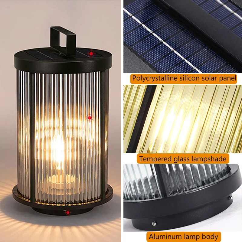Solar Landscape Lamp Outdoor Portable Moveable Camping Light Cordless Rechargeable Outdoor Lighting for Garden Yard Lawn Walkway