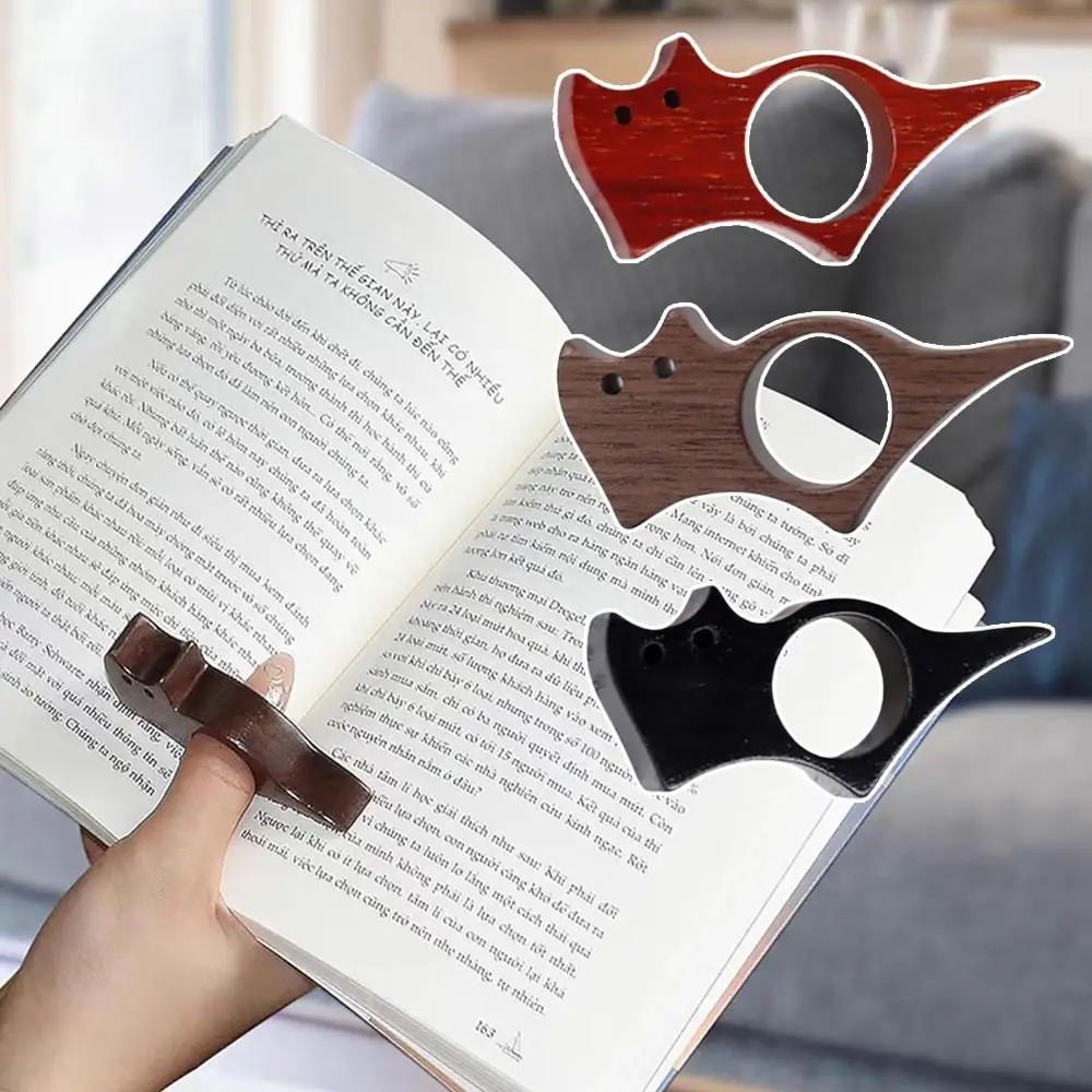 Wood Thumb Bookmark Crative Cat One Hand Reading Thumb Book Support Page Holder For Office Book Lovers Fast Reading Aids Tools