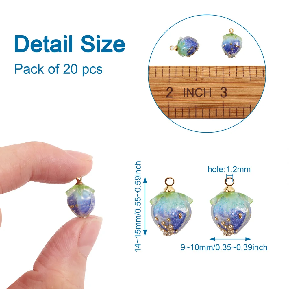 20pcs Bud Flower Pendants Handmade Natural Flower Dried Flower Pendants for jewelry making DIY bracelet necklace earring decor