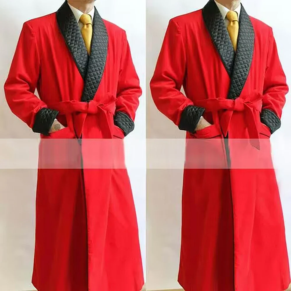 Long Velvet Smoking Jacket Shawl Lapel Wedding Groom Coat Terno Men Suit Blazer with Belt 1 Pc men suits jackets