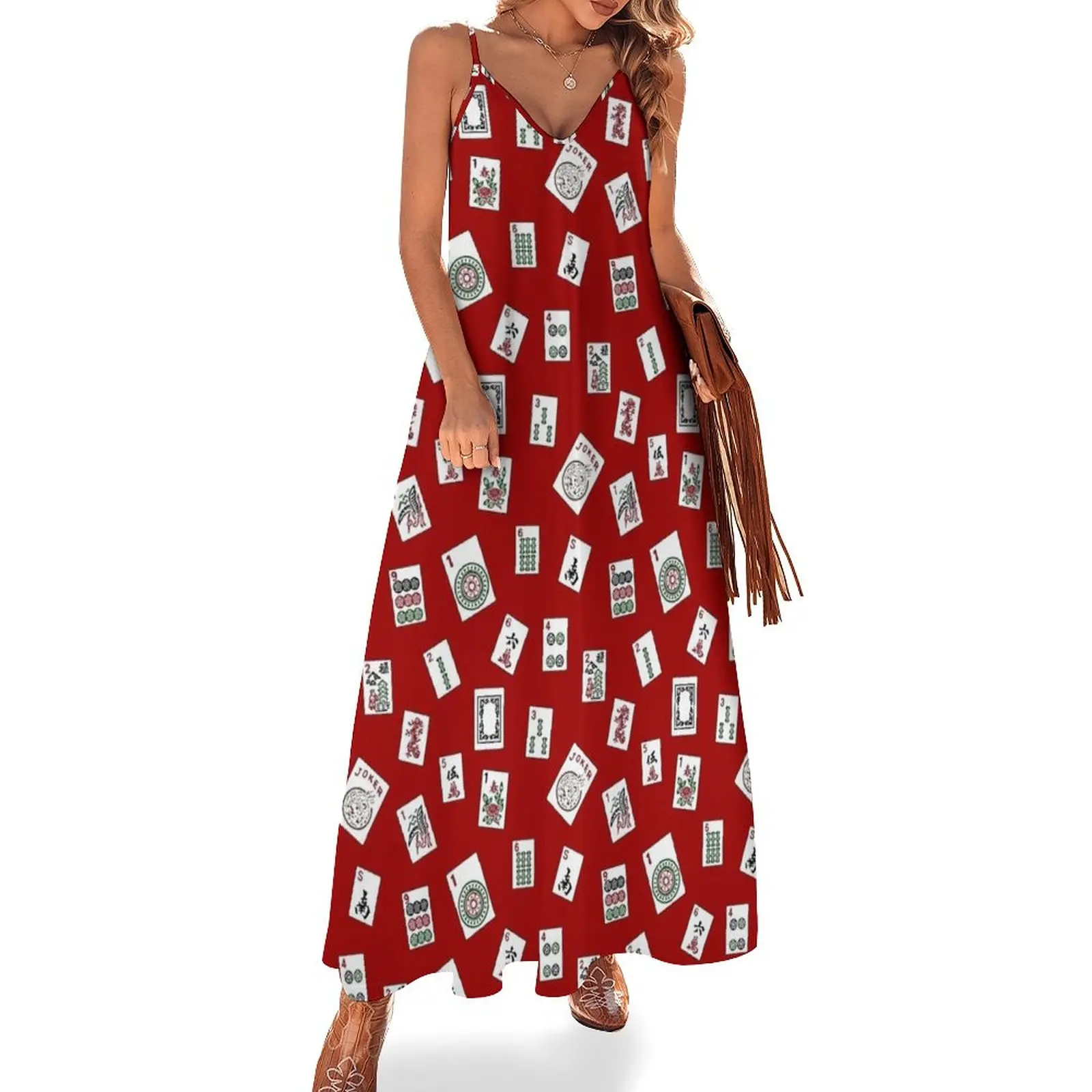 

Red Mahjong Sleeveless Dress Women's skirt Clothing women's fashion dresses womans clothing