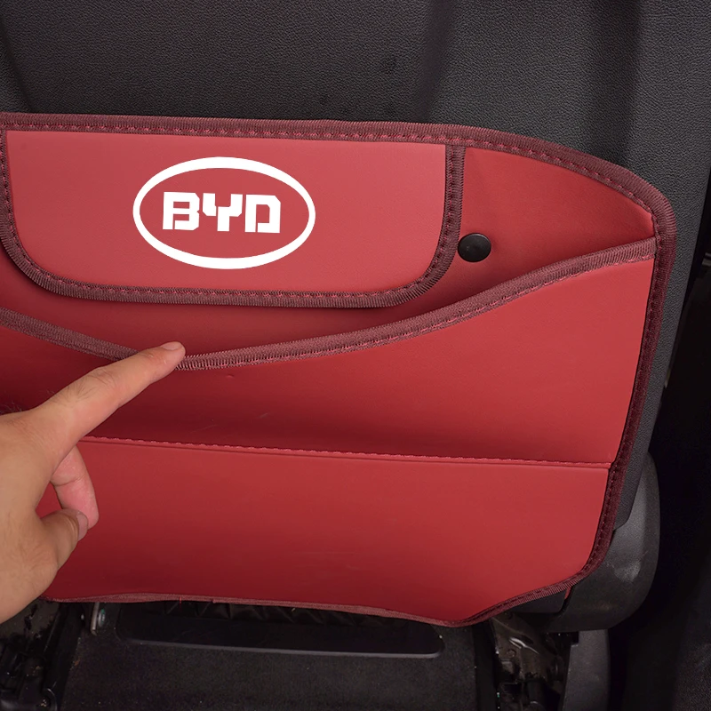 Car PU Leather Anti-Kick Mat With Storage Bag Auto Accsesories for BYD Atto 3 E6 Tang F3 Song F3R Qing Yuan I3 S7 G3 M6 L3 D1 S6