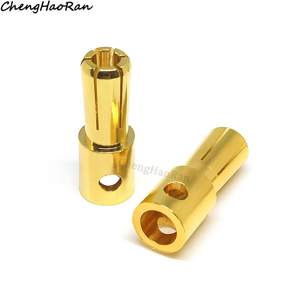 2 Pcs 2mm 3mm 3.5mm 4mm 5mm 5.5mm 6mm Banana Plug Gold Plated Copper Brushless Motor Bullet Connector For ESC Battery Wholeale